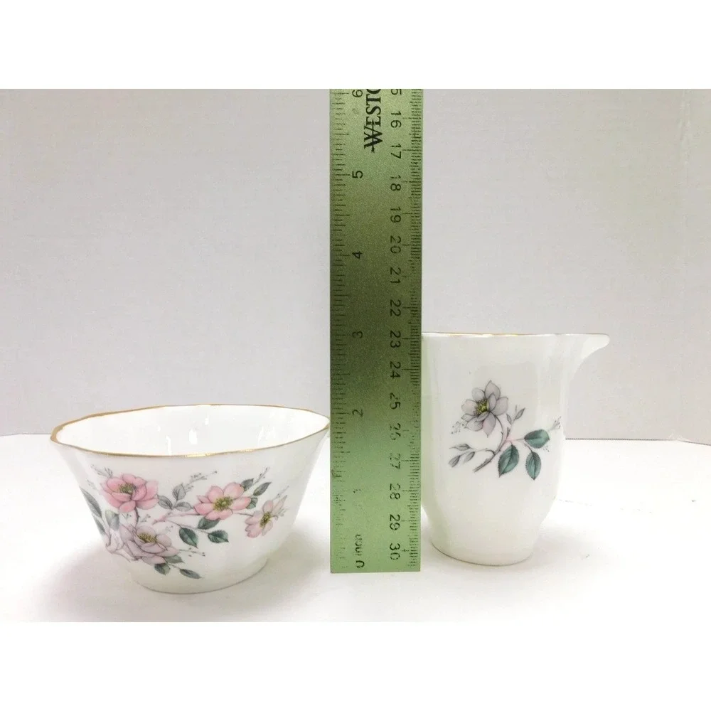 Royal Grafton Fine Bone China Creamer & Sugar Bowl  Pink Floral Gold Trim DW707